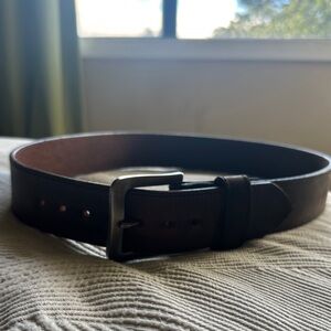 Elegant Dark Brown Leather Belt for Men